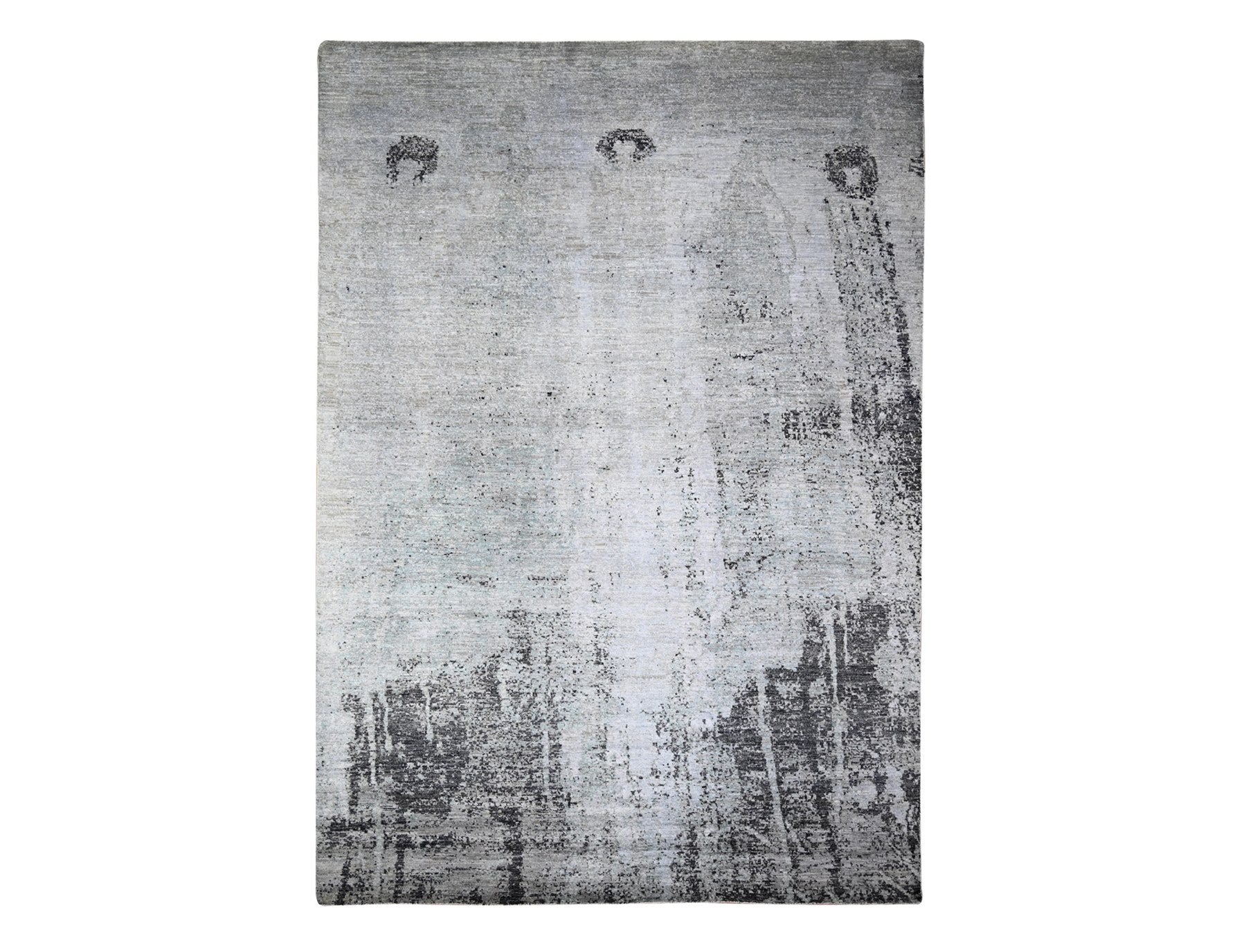 Modern / Contemporary hand-knotted wool rug in Gray, 8'10" x 12'9" — SKU O074628