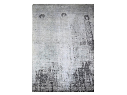 Modern / Contemporary hand-knotted wool rug in Gray, 8'10" x 12'9" — SKU O074628