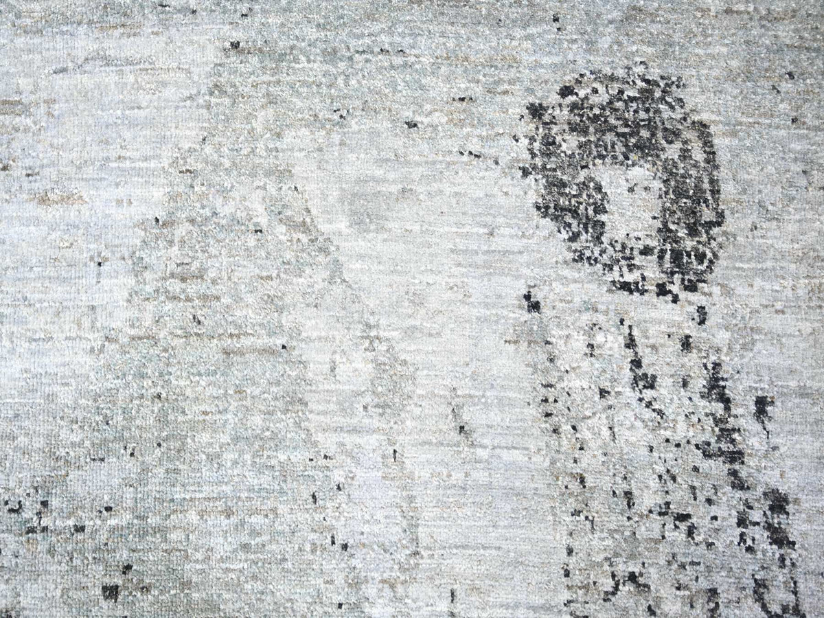 Modern / Contemporary hand-knotted wool rug in Gray, 8'10" x 12'9" — SKU O074628 (view 8)