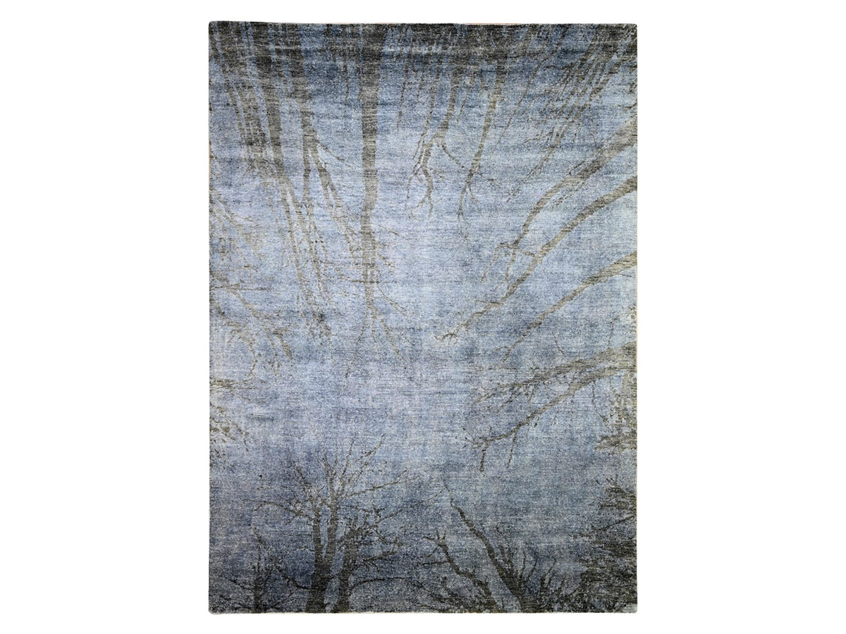 Modern / Contemporary hand-knotted wool rug in Gray, 8'10" x 12'1" — SKU O074629