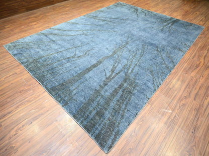 Modern / Contemporary hand-knotted wool rug in Gray, 8'10" x 12'1" — SKU O074629 (view 3)