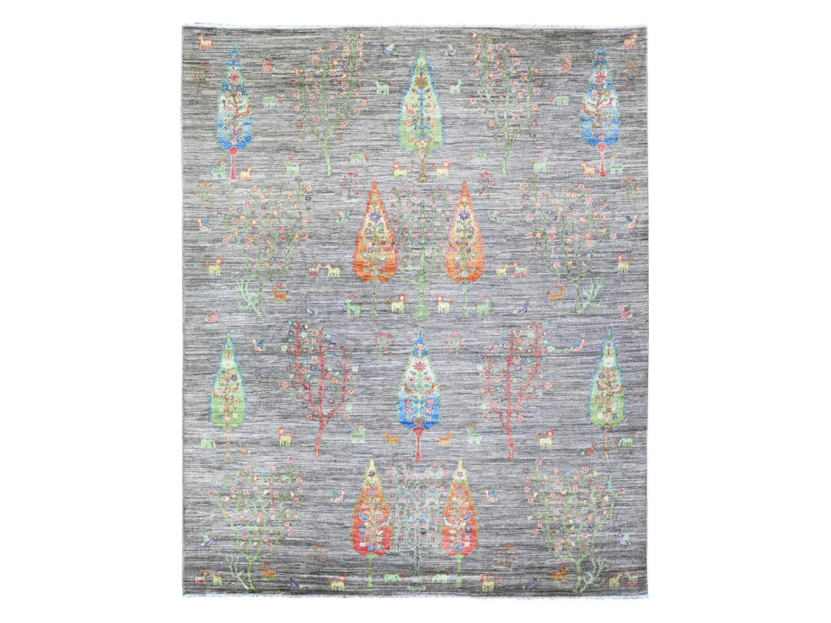 Peshawar Transitional hand-knotted wool rug in Gray, 7'11" x 9'5" — SKU O074644