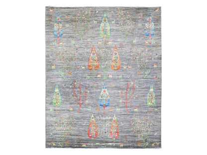 Peshawar Transitional hand-knotted wool rug in Gray, 7'11" x 9'5" — SKU O074644