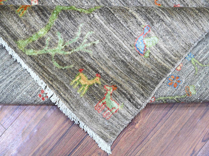 Peshawar Transitional hand-knotted wool rug in Gray, 7'11" x 9'5" — SKU O074644 (view 6)