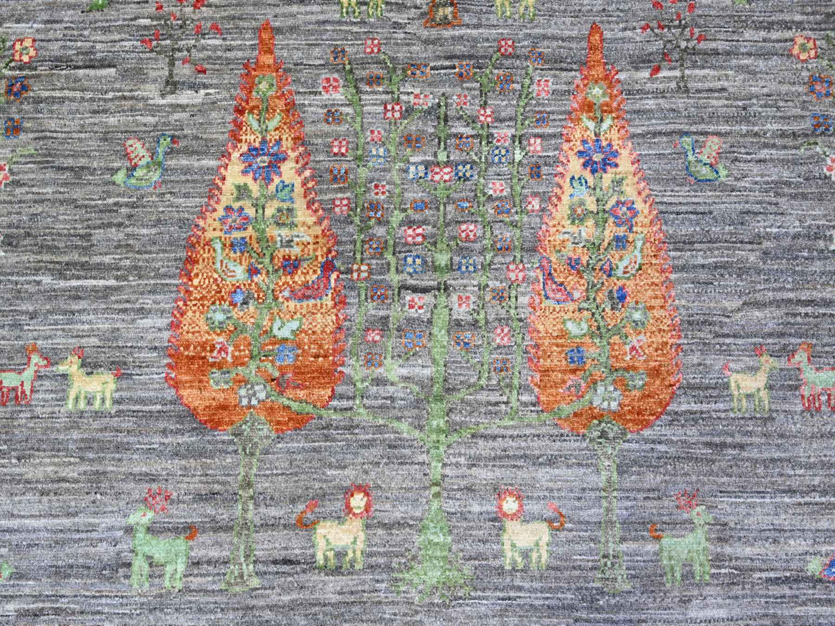 Peshawar Transitional hand-knotted wool rug in Gray, 7'11" x 9'5" — SKU O074644 (view 8)