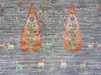 Peshawar Transitional hand-knotted wool rug in Gray, 7'11" x 9'5" — SKU O074644 (view 8)