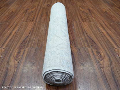 Peshawar Oushak hand-knotted wool runner in Ivory, 3'1" x 11'7" — SKU O074649 (view 4)