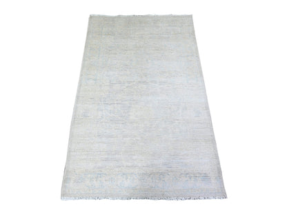 Peshawar Oushak hand-knotted wool rug in Ivory & Blue, 3' x 4'10" — SKU O074651