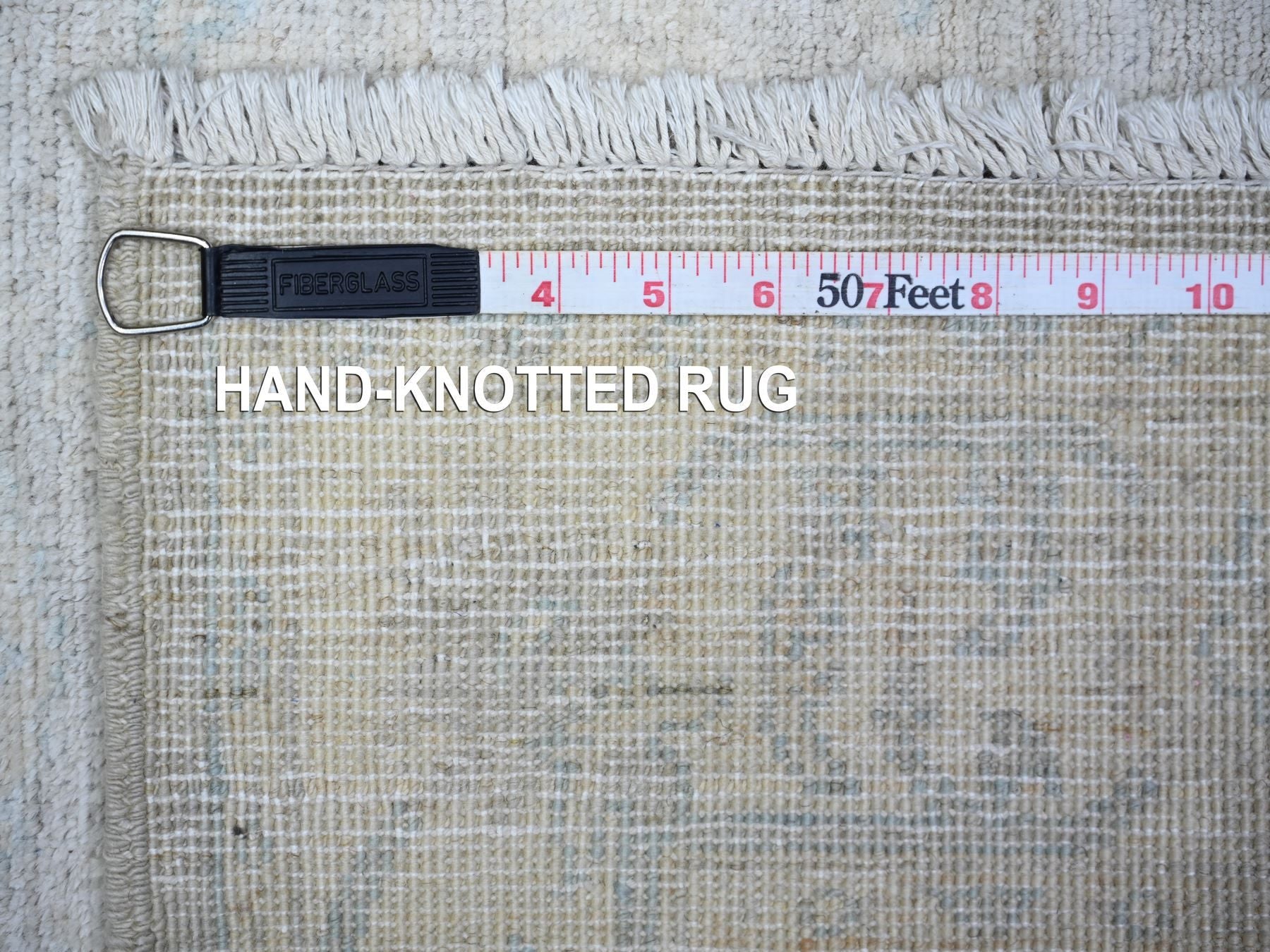 Peshawar Oushak hand-knotted wool rug in Ivory & Blue, 3' x 4'10" — SKU O074651 (view 6)