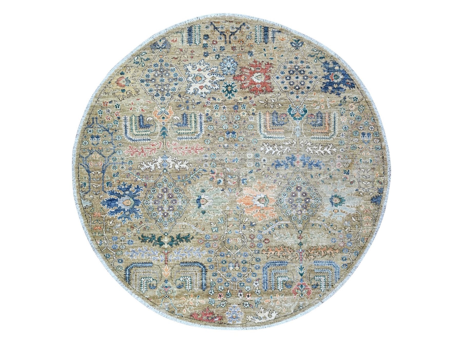 Tribal & Geometric hand-knotted wool rug in Gray, 6'1" x 6'2" — SKU O074653