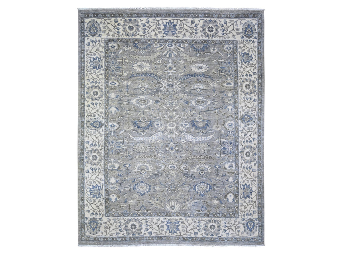 Heriz Heriz hand-knotted wool rug in Gray & Delicate White, 7'10" x 9'9" — SKU O074679
