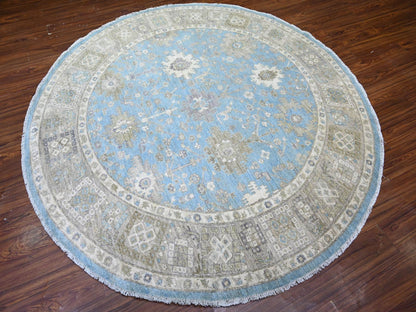 Mahal Oushak hand-knotted wool rug in Blue & Gray, 7'10" x 8' — SKU O074681 (view 3)