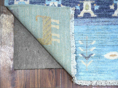 Blue 2'8" x 10'11" Tribal & Geometric Hand knotted Wool Rug - Sku: O074690