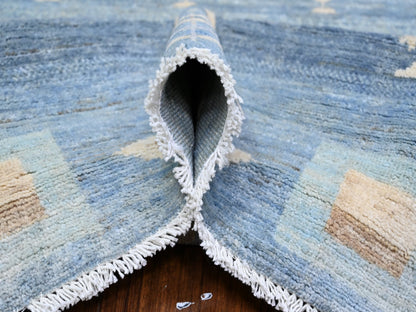 Blue 8'2" x 9'7" Tribal & Geometric Hand knotted Wool Rug - Sku: O074691