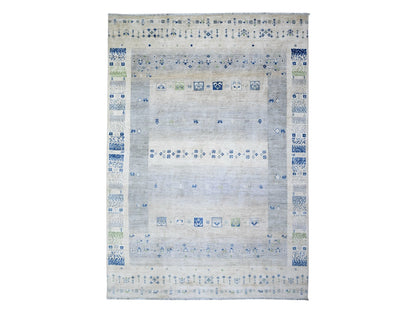 Gabbeh Tribal & Geometric hand-knotted wool rug in Gray, 6' x 8'8" — SKU O074692