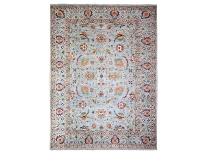 Grey 8'9" x 11'10" Oushak And Peshawar Hand knotted Wool Rug - Sku: O074694