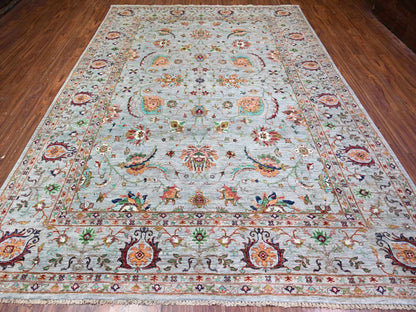 Grey 8'9" x 11'10" Oushak And Peshawar Hand knotted Wool Rug - Sku: O074694