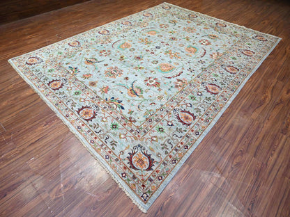 Grey 8'9" x 11'10" Oushak And Peshawar Hand knotted Wool Rug - Sku: O074694