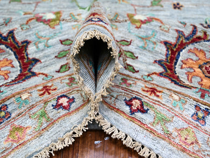 Grey 8'9" x 11'10" Oushak And Peshawar Hand knotted Wool Rug - Sku: O074694