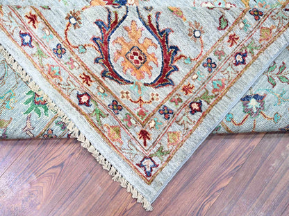 Grey 8'9" x 11'10" Oushak And Peshawar Hand knotted Wool Rug - Sku: O074694