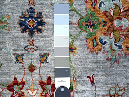 Grey 8'9" x 11'10" Oushak And Peshawar Hand knotted Wool Rug - Sku: O074694
