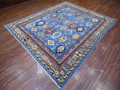 Blue 8'4" x 9'9" Tribal & Geometric Hand knotted Wool Rug - Sku: O074696