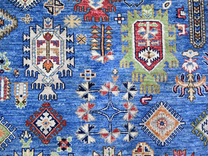 Blue 8'4" x 9'9" Tribal & Geometric Hand knotted Wool Rug - Sku: O074696