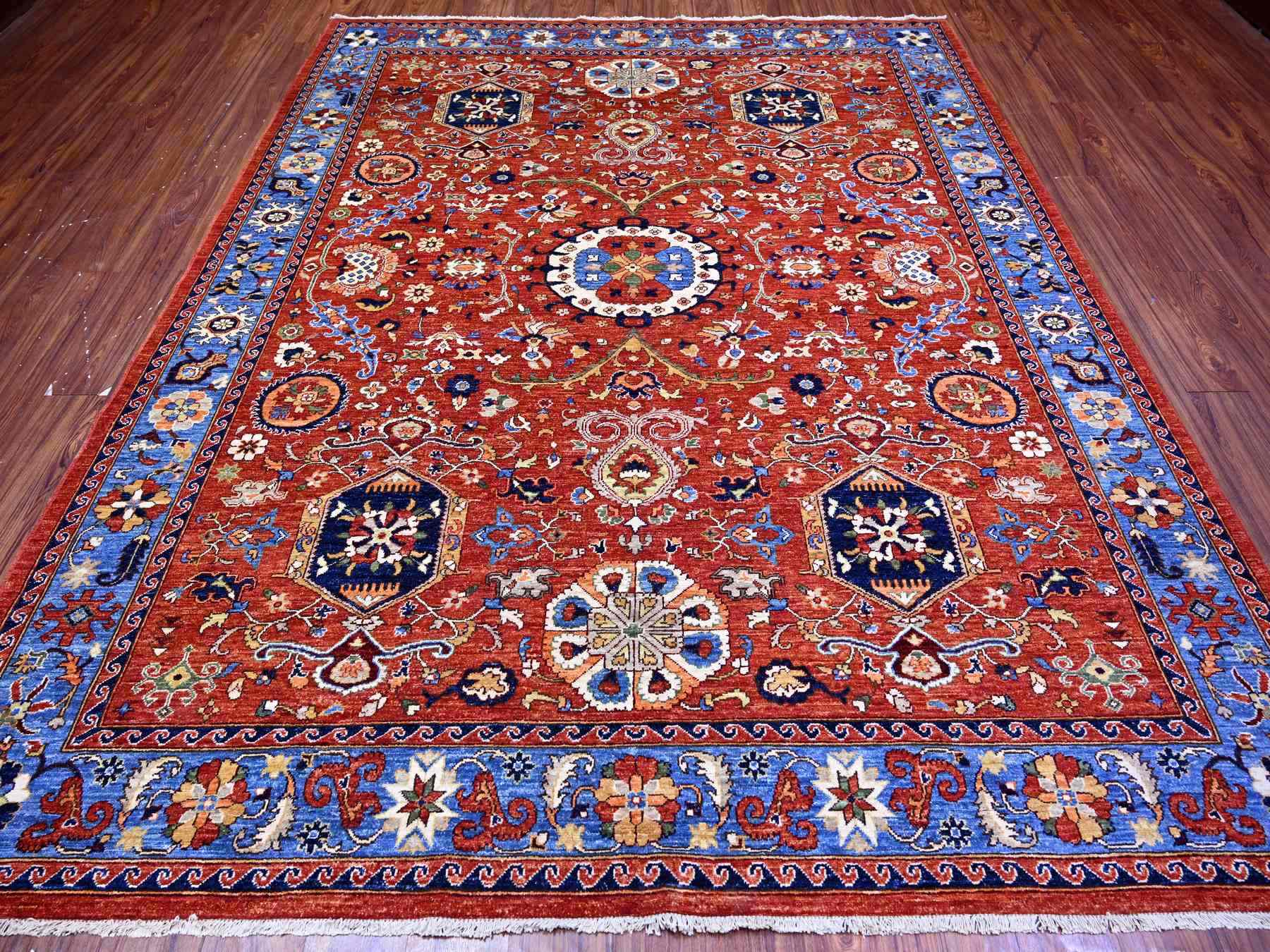 Ersari Tribal & Geometric hand-knotted wool rug in Red & Blue, 8'2" x 10'1" — SKU O074698 (view 2)