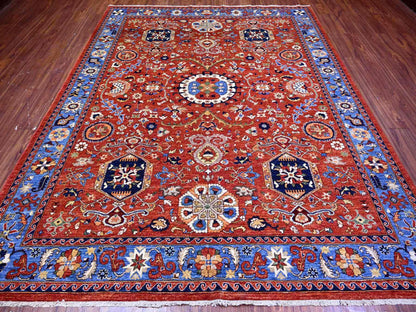 Ersari Tribal & Geometric hand-knotted wool rug in Red & Blue, 8'2" x 10'1" — SKU O074698 (view 2)
