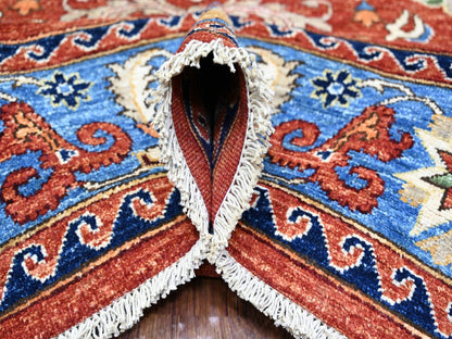 Ersari Tribal & Geometric hand-knotted wool rug in Red & Blue, 8'2" x 10'1" — SKU O074698 (view 5)