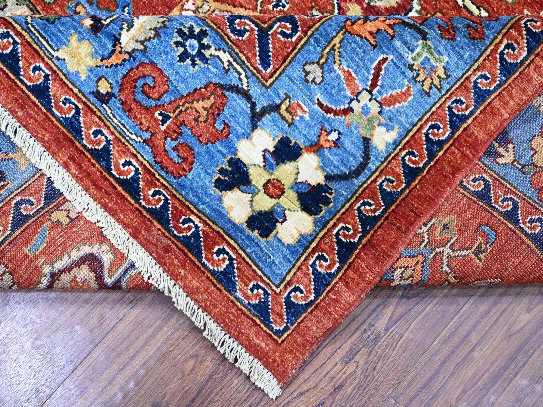 Ersari Tribal & Geometric hand-knotted wool rug in Red & Blue, 8'2" x 10'1" — SKU O074698 (view 6)