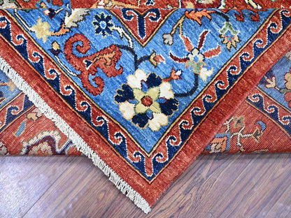 Ersari Tribal & Geometric hand-knotted wool rug in Red & Blue, 8'2" x 10'1" — SKU O074698 (view 6)