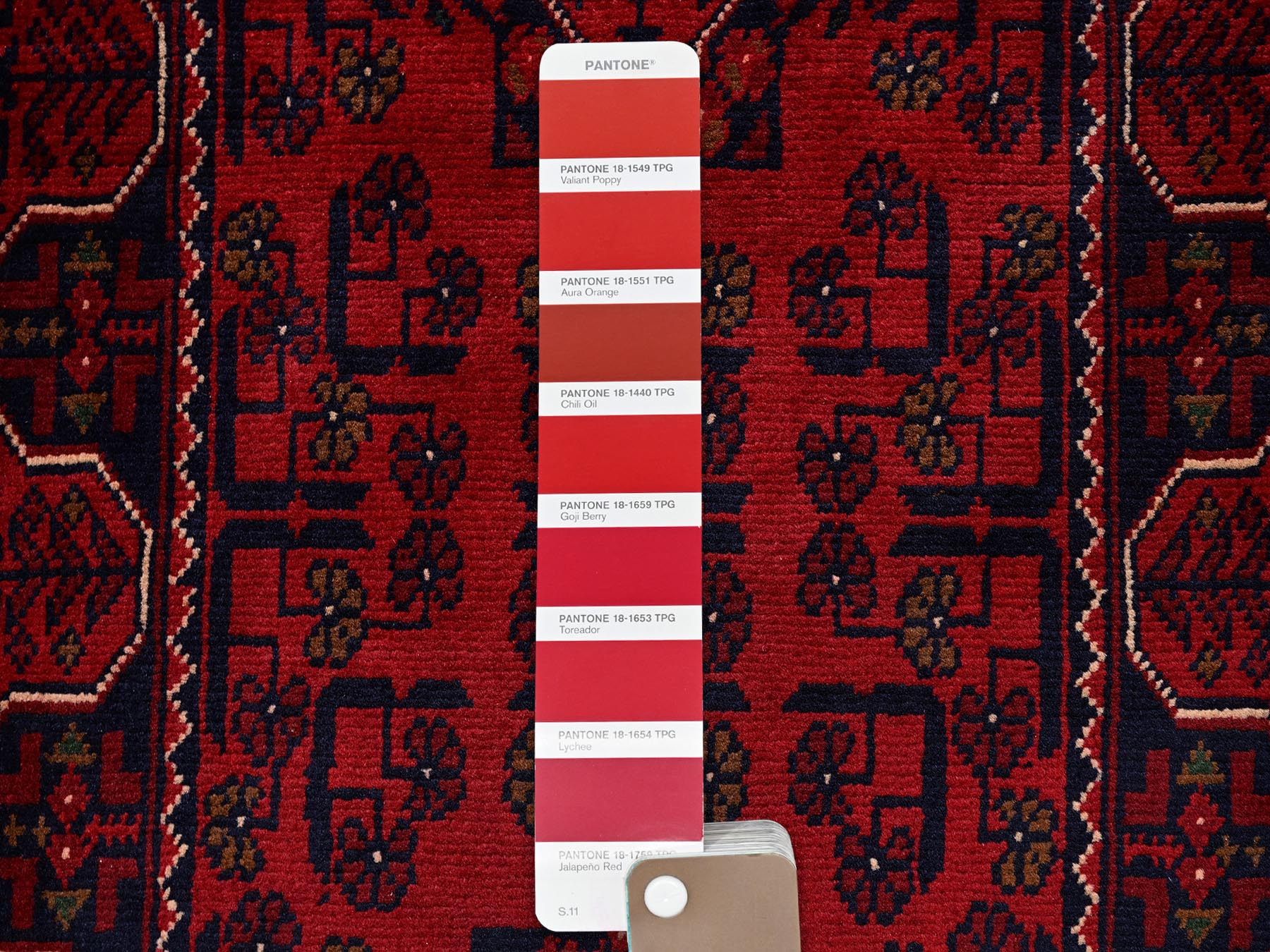 Tribal Tribal & Geometric hand-knotted wool runner in Red, 1'9" x 4'10" — SKU O0746 (view 4)