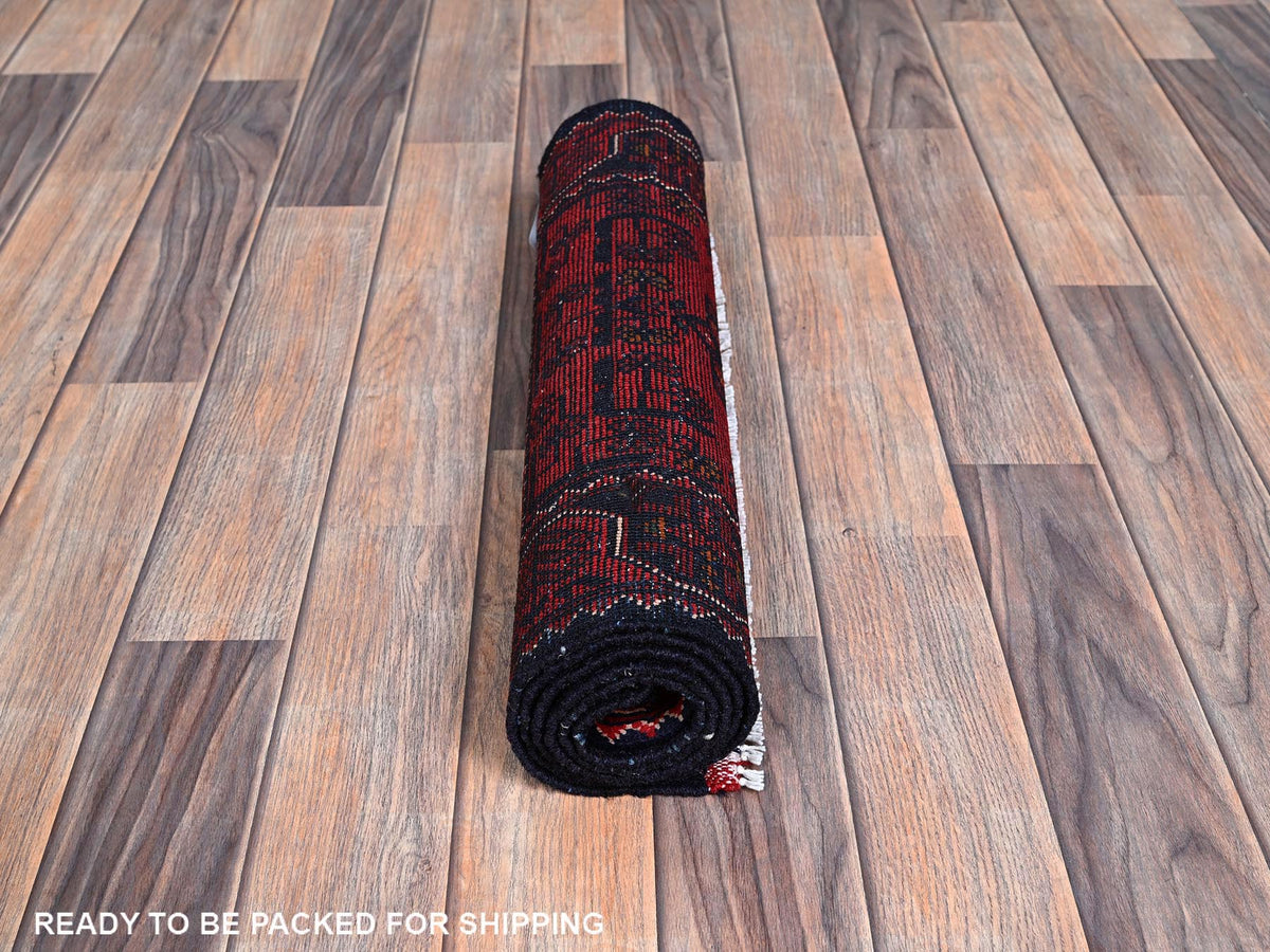 Tribal Tribal & Geometric hand-knotted wool runner in Red, 1'9" x 4'10" — SKU O0746 (view 5)