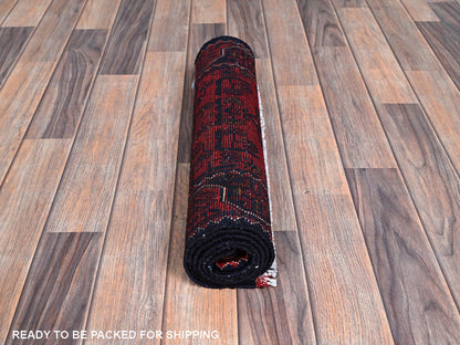 Tribal Tribal & Geometric hand-knotted wool runner in Red, 1'9" x 4'10" — SKU O0746 (view 5)