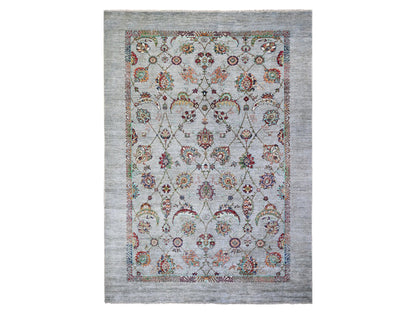 Tabriz Oushak hand-knotted wool rug in Gray, 8'9" x 12'1" — SKU O074704