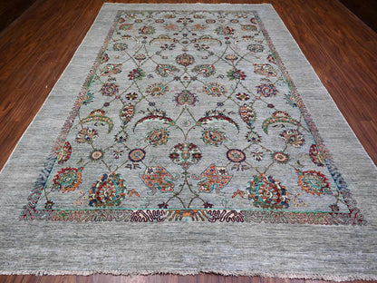 Grey 8'9" x 12'1" Oushak And Peshawar Hand knotted Wool Rug - Sku: O074704