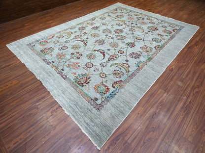 Tabriz Oushak hand-knotted wool rug in Gray, 8'9" x 12'1" — SKU O074704 (view 3)