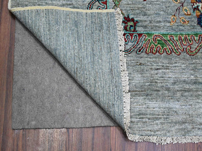 Grey 8'9" x 12'1" Oushak And Peshawar Hand knotted Wool Rug - Sku: O074704