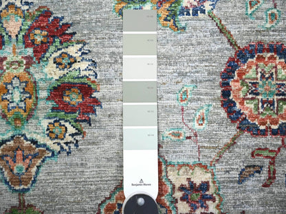 Tabriz Oushak hand-knotted wool rug in Gray, 8'9" x 12'1" — SKU O074704 (view 7)
