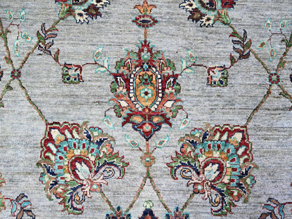 Grey 8'9" x 12'1" Oushak And Peshawar Hand knotted Wool Rug - Sku: O074704