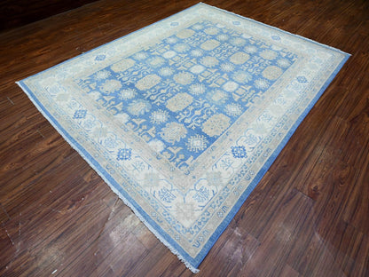 Blue 7'8" x 9'7" Kazak Hand knotted Wool Rug - Sku: O074725