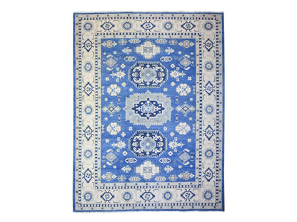 Kazak Kazak hand-knotted wool rug in Blue & Ivory, 9' x 11'5" — SKU O074726