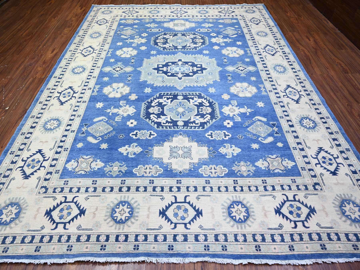 Kazak Kazak hand-knotted wool rug in Blue & Ivory, 9' x 11'5" — SKU O074726 (view 2)