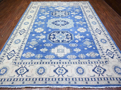 Kazak Kazak hand-knotted wool rug in Blue & Ivory, 9' x 11'5" — SKU O074726 (view 2)