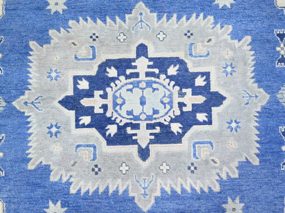 Blue 9'0" x 11'5" Kazak Hand knotted Wool Rug - Sku: O074726