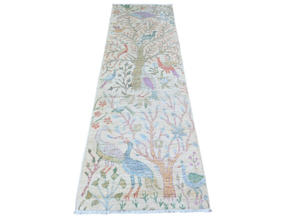 Peshawar Oushak hand-knotted wool runner in Ivory, 2'5" x 7'11" — SKU O074731