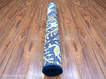 Blue 3'11" x 5'7" Oushak And Peshawar Hand knotted Wool Rug - Sku: O074750
