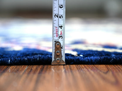 Blue 3'11" x 5'7" Oushak And Peshawar Hand knotted Wool Rug - Sku: O074750