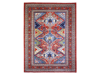 Shiraz Tribal & Geometric hand-knotted wool rug in Red, 9'4" x 12' — SKU O074760